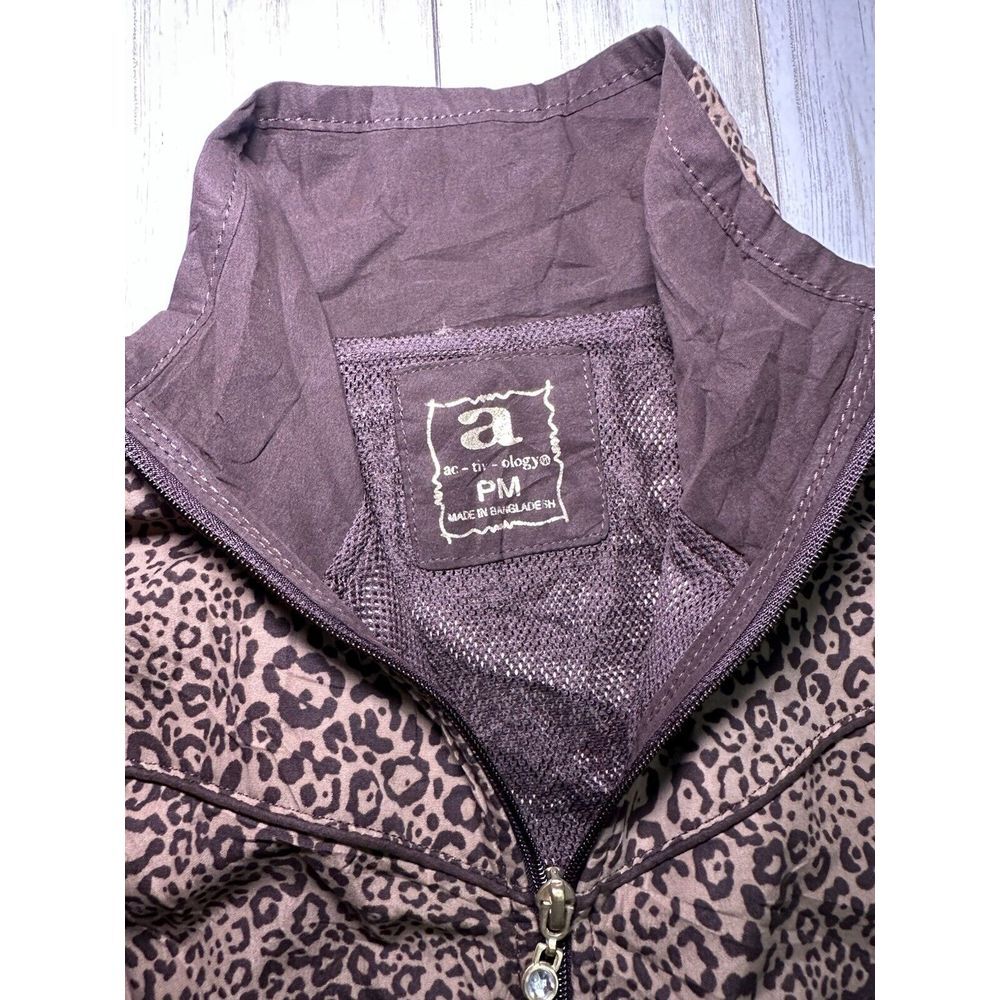 Activology Womens Leopard Print Jacket Full Zip Plus Size PM Pockets‎ Brown - Picture 3 of 12